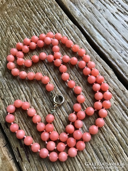 Old pink noble coral pearl string