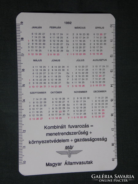 Card calendar, máv container station, rába truck, internal loader working machine, 1992, (1)