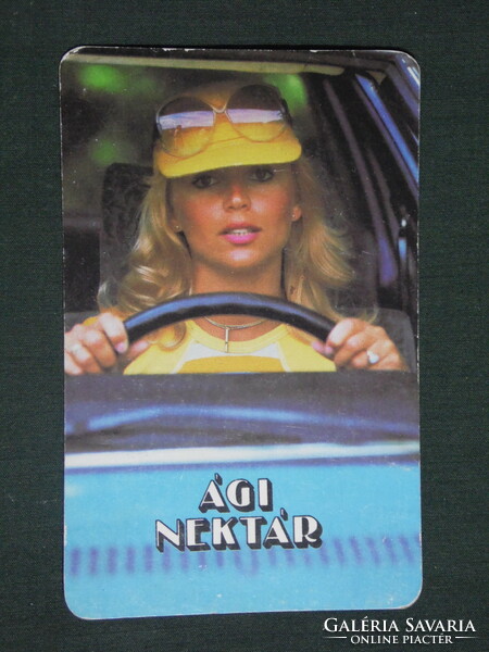 Card calendar, branch nectar cherry juice, fine, branch kft, female model, 1985, (1)
