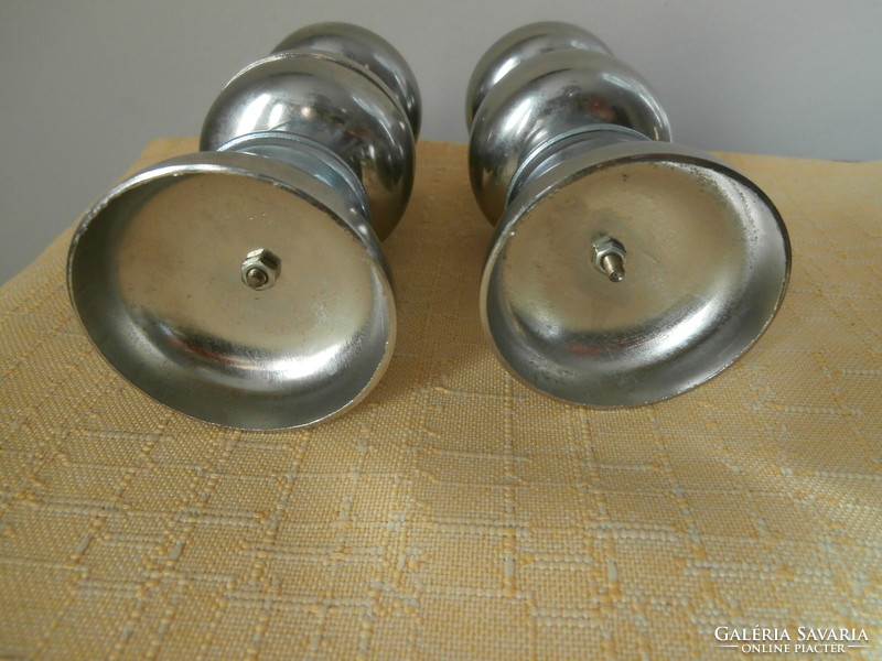 Pair of art deco metal candle holders