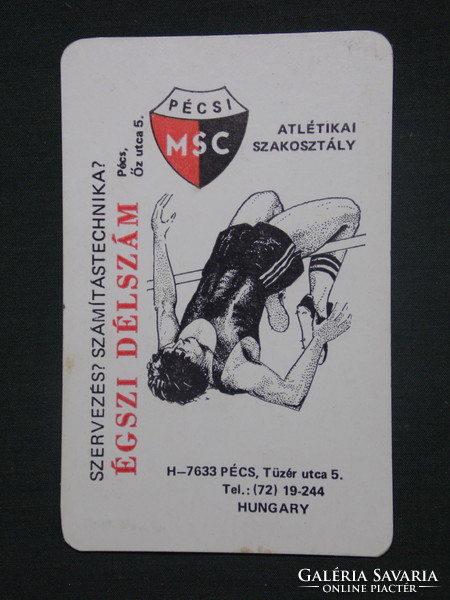 Kártyanaptár, PMSC sport klub, atlétikai szakosztály,grafikai rajzos  , 1985 ,  (1)