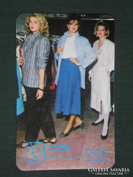 Card calendar, consumer store, Pécs, erotic female model, 1986, (1)