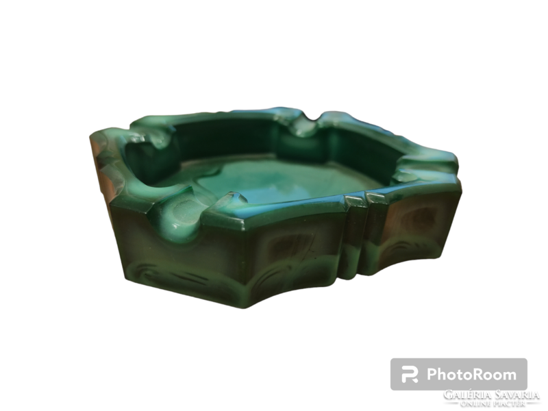 Vintage malachite glass ashtray