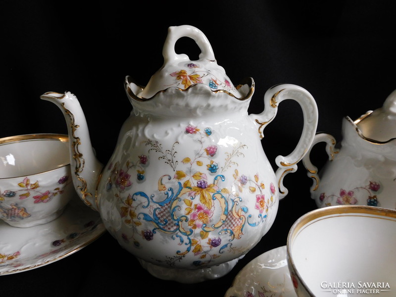 Antique, monarchy-era blackberry tea set for 5 people