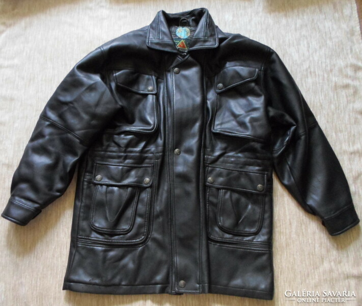 Men's lined jacket, winter coat (imitation leather jacket) 2.
