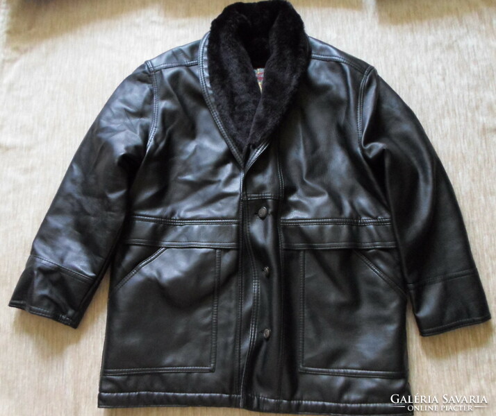 Men's lined jacket, winter coat (leather jacket imitation) 3.