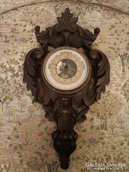 Antique carved barometer