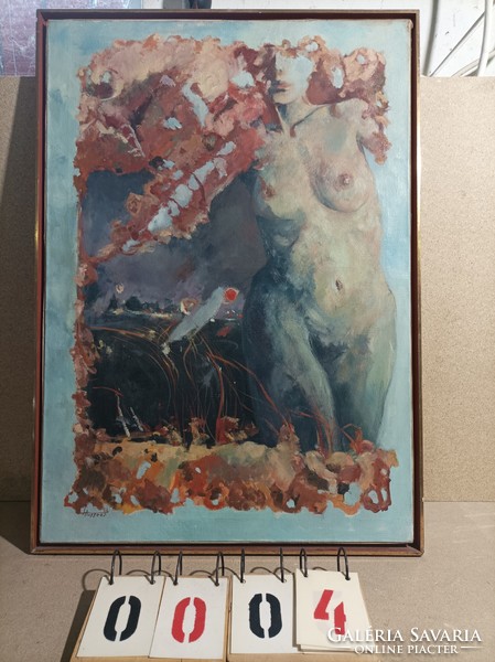 J. Aussems festménye, modell az éjszakában, olaj, vászon, 100 x 60 cm-es