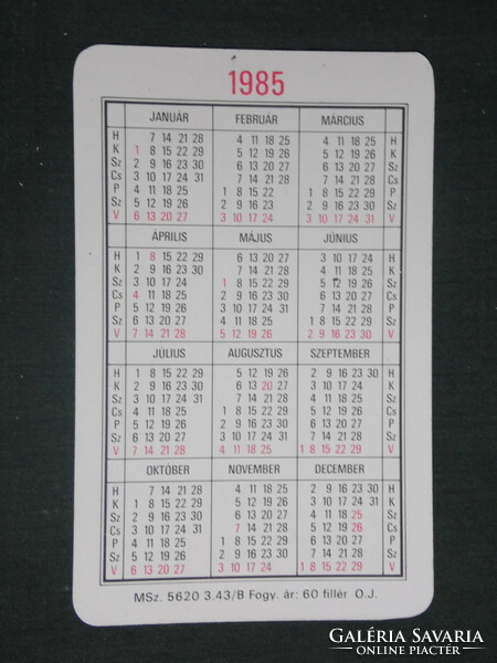 Card calendar, holiday, Florian of Szentes, graphic artist, humorous, 1985, (1)