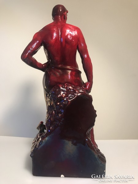 Zsolnay ox blood art nouveau big figurine