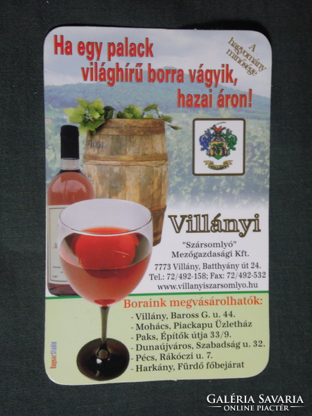 Kártyanaptár, Villányi vörösbor, Sársomlyó borgazdaság,Villány, 2006 ,  (1)