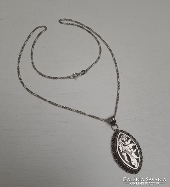 F9garó pattern marked silver necklace with marked silver pattern openwork pattern chiseled pendant