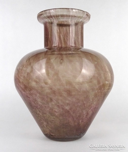 1O907 iridescent brown stained glass vase 25 cm