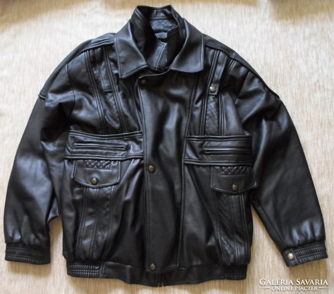 Men's lined jacket, winter coat (leather jacket imitation) 1.