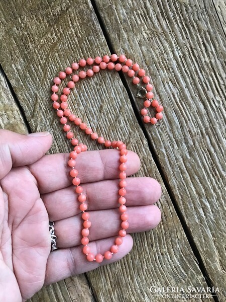 Old pink noble coral pearl string