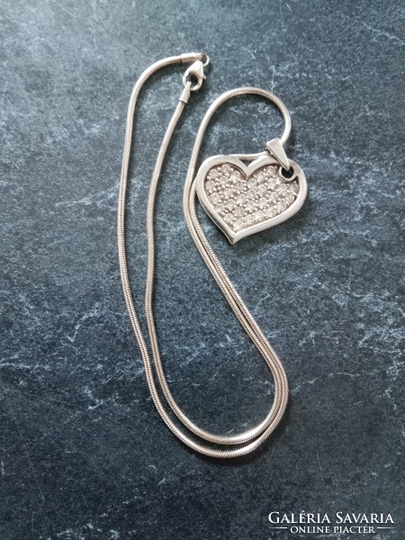 Silver necklace with heart pendant with free shipping