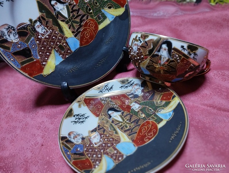 Antique, Japanese satsuma porcelain breakfast dish, 3 pcs.