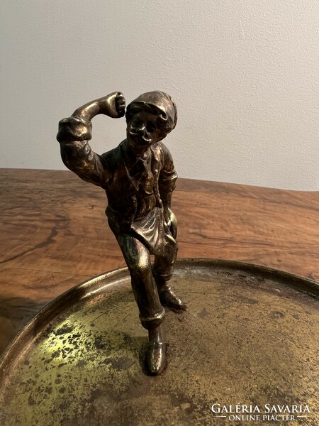 Copper dancing figure with copper tray