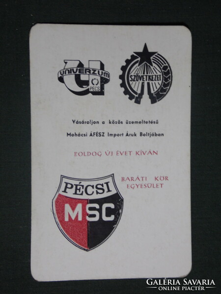 Kártyanaptár, PMSC labdarugó baráti kör, Mohács ÁFÉSZ,1984 ,  (1)