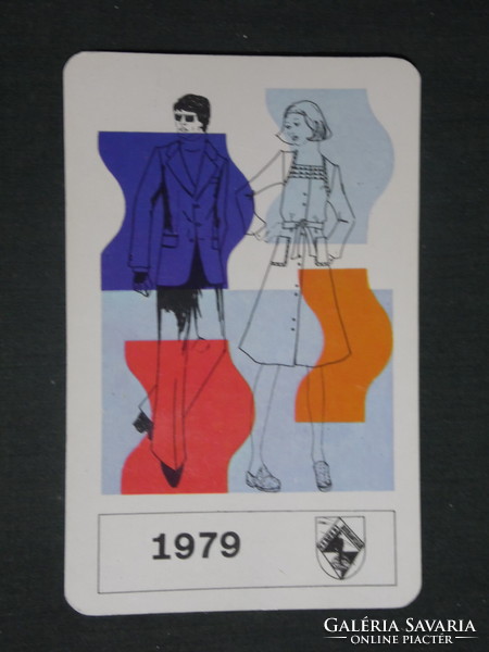 Kártyanaptár, Szeged ruhagyár, grafikai rajzos, 1979 ,  (1)