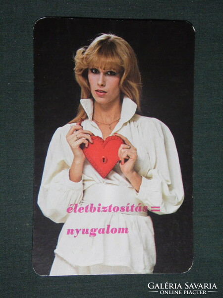 Kártyanaptár, Állami biztosító, erotikus női modell,1981 ,  (1)