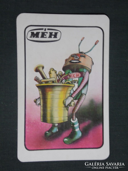 Card calendar, bee waste utilization company, graphic, advertising, figure, robot, 1979, (1)