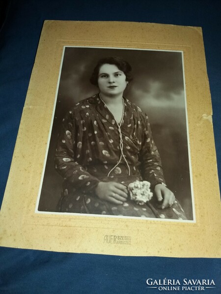 Antik 1934 Hölgy portré AUER fotó műhelyéből Szeged Kárász utca