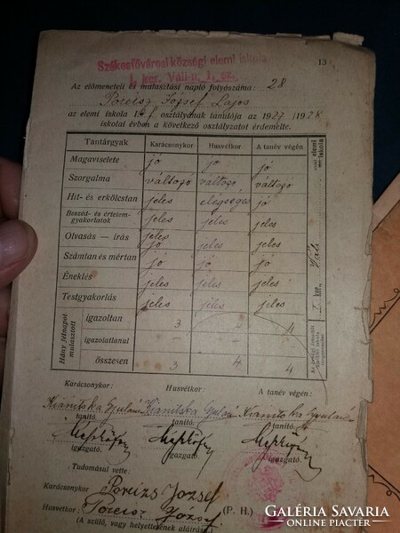 Antique, the former Póreisz familia elementary and civil school bulletins, 4 in one, as shown in the pictures