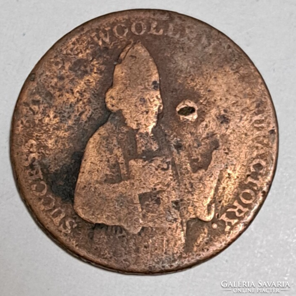 RITKA!! 1792. NAGY-BRITANNIA Devonshire - Exeter 1792 Blaize püspök fél penny token réz– (800)