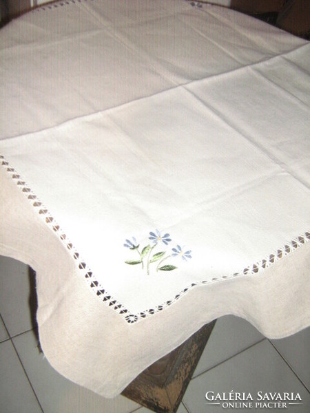 Beautiful elegant beige machine embroidered woven tablecloth
