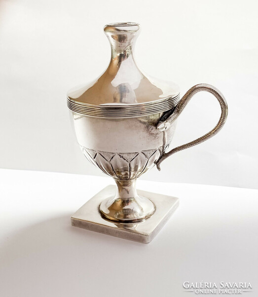 Antique French silver oil lamp, c.1800