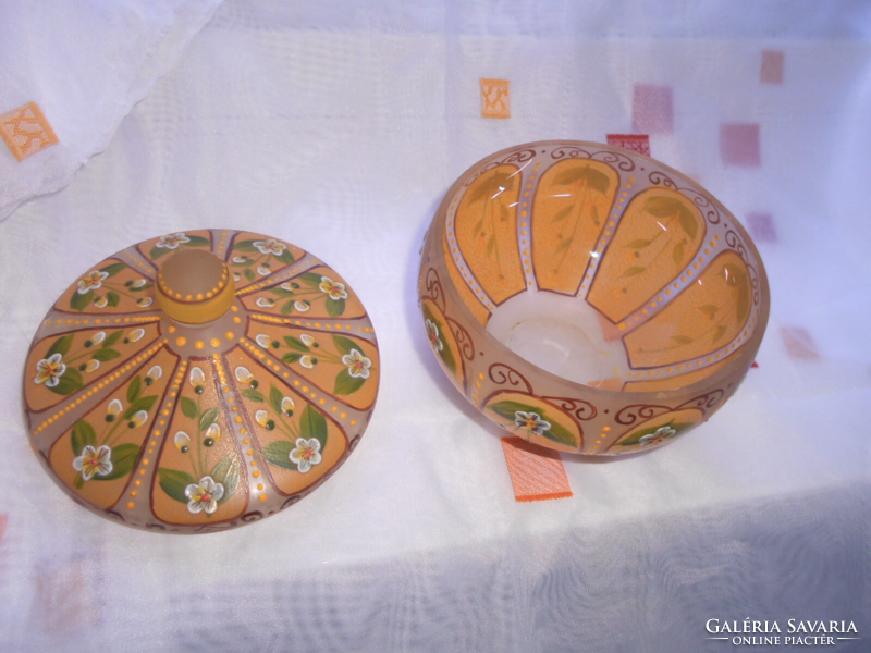 Bohemia on all sides hand-painted glass bonbonier-beautiful handicraft product