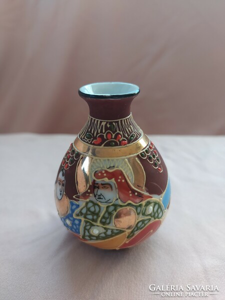 Satsuma japán porcelán váza, mini váza, hibátlan, jelzett, 6 cm