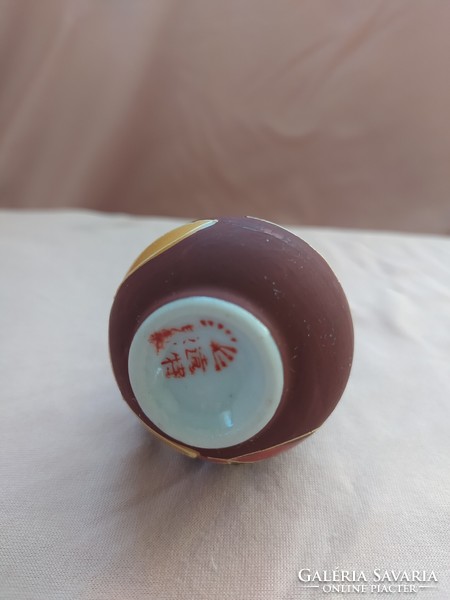 Satsuma japán porcelán váza, mini váza, hibátlan, jelzett, 6 cm