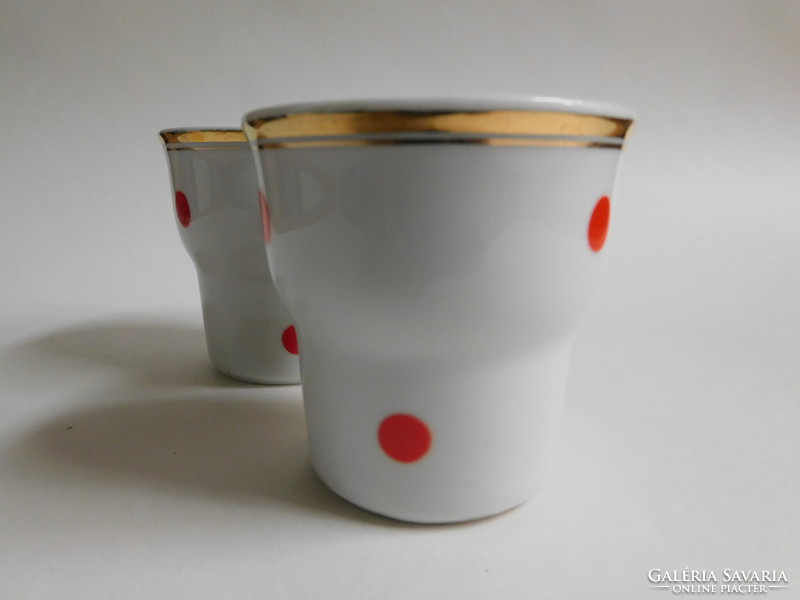 Hollóház retro piros pöttyös kávés poharak - 2 darab