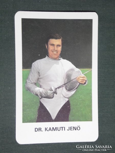 Kártyanaptár, Edzett Ifjúságért, tőrvívó, dr. Kamuti Jenő.,1979 ,  (1)