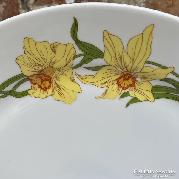 Alföld narcissus porcelain serving bowl - sandwich bowl - cake bowl - round plate 28.5 Cm