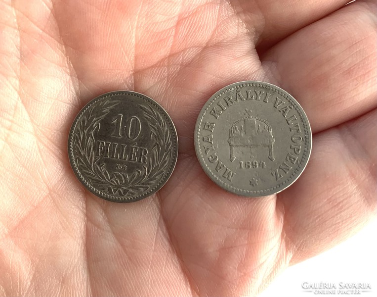 3 db 10 Fillér 1894 + 1908 + 1915 Ferenc József pénzérme, régi pénz érme 3 db egyben