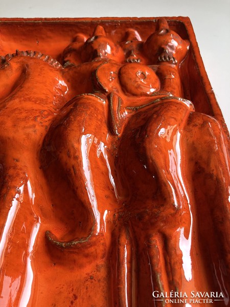 Árpád Csekovszky ceramic relief - statue - horsemen