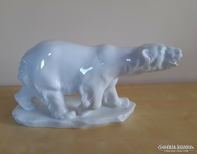 Régi herendi nagyméretű porcelán jegesmedve figura