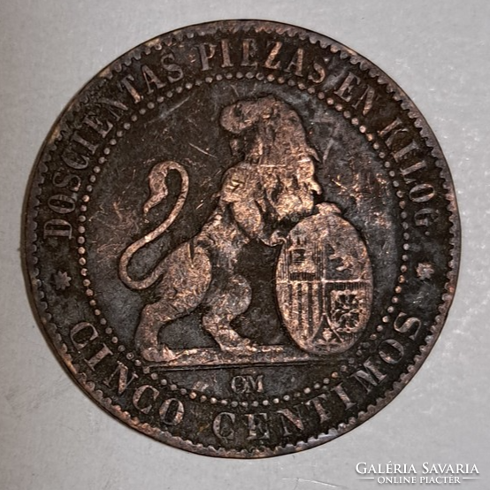 1870. Spanyolország (Ideiglenes kormány (1869 - 1874)) 5 centimos  (805)