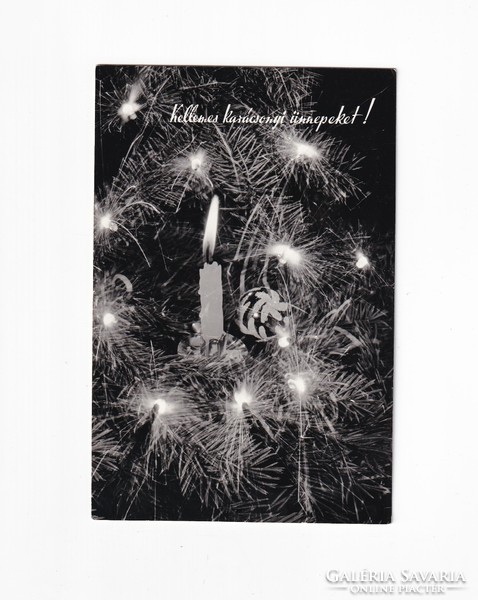K:011 Karácsonyi-Újév képeslap Fekete-fehér postatiszta vegyesen