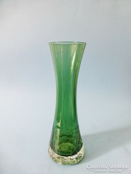Rare green etched veil glass vase