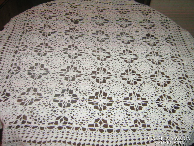 Beautiful handmade crochet tablecloth with antique white Art Nouveau notes