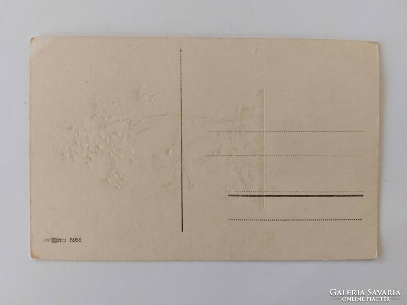 Régi képeslap dombornyomott levelezőlap zenélő katica