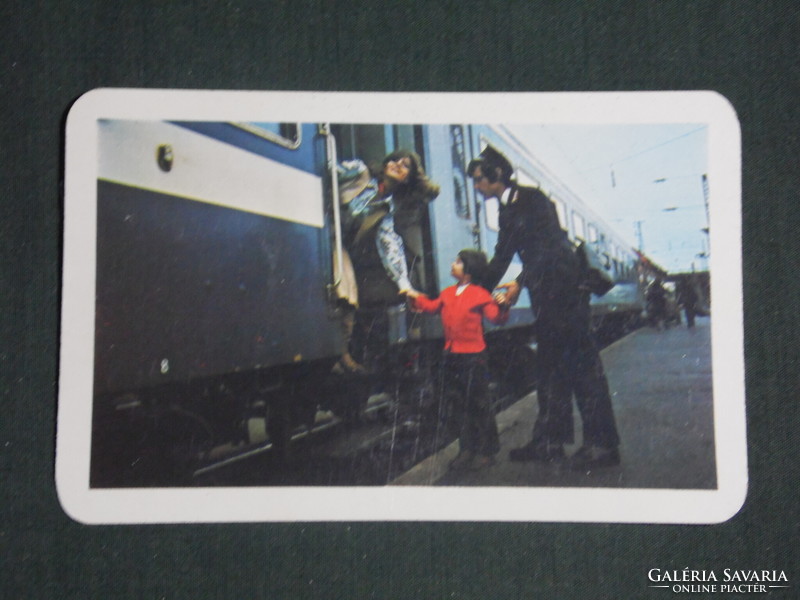 Kártyanaptár, MÁV vasút,utazás, Intercity szerelvény,peron, vasútállomás,kalauz,1979 ,  (1)