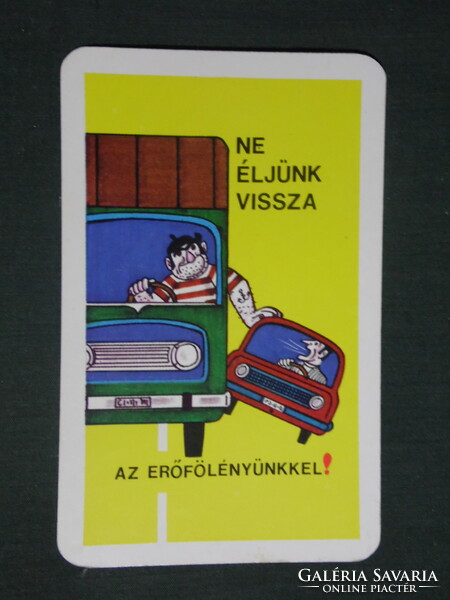 Kártyanaptár, Közlekedésbiztonsági tanács,grafikai rajzos,humoros,teherautó,1979 ,  (1)