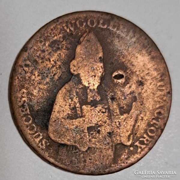 Rare!! 1792. Great Britain Devonshire - Exeter 1792 Bishop Blaize halfpenny token copper– (800)