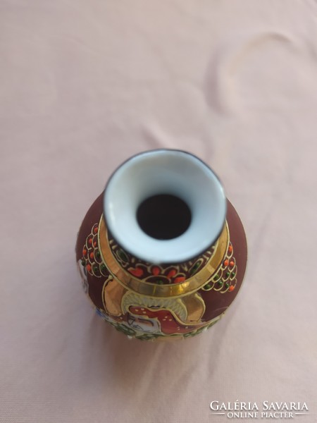 Satsuma japán porcelán váza, mini váza, hibátlan, jelzett, 6 cm