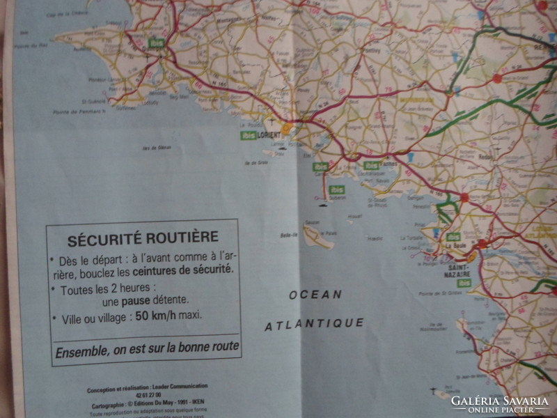 Retro térkép 11.: Franciaország autótérképe, 1991 (autós térkép)